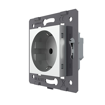 Розетка электрическая с заземлением защитными шторками 16A, зажимы, цвет серый (механизм) Livolo