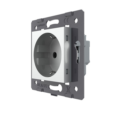 Розетка электрическая с заземлением защитными шторками 16A, зажимы, цвет серый (механизм) Livolo