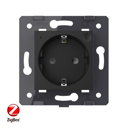 Розетка ZigBee (Wi-Fi) с з/з с защитными шторками 16A, цвет черный (механизм) Livolo