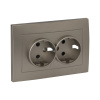 Валенсия Лицевая панель розетки 2-местной с/з 16А кашемир с защ, штор, EKF