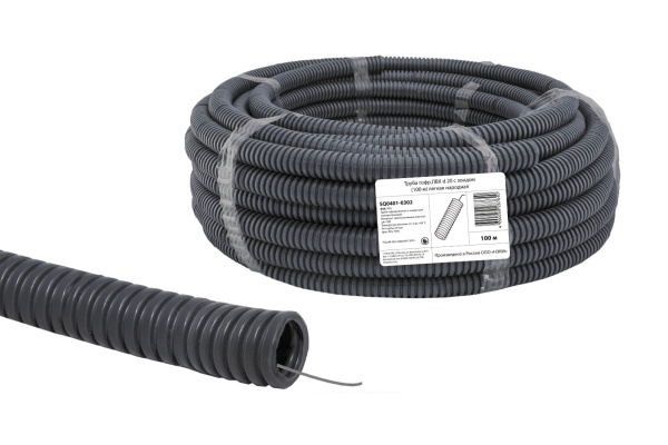 Труба гофр.ПВХ d 20 с зондом (100 м) легкая народная TDM Труба гофр.ПВХ d 20 с зондом (100 м) легкая народная TDM