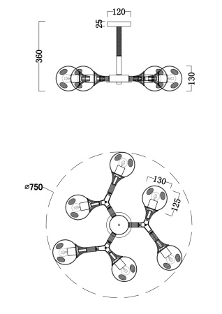 Потолочный светильник 6*E27 60Вт Белый IP20 Amy FR5105CL-06W Freya