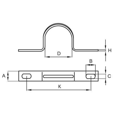 Держатель оцинкованный двусторонний, д.25мм, с крепежными отверстиями 8,5 х 6 мм DKC