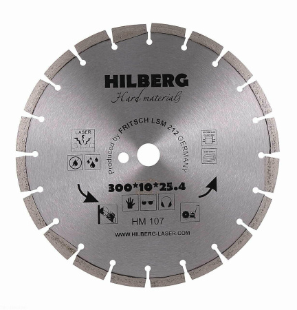 Диск алмазный отрезной 300*25,4*12 Hard Materials Лазер HM107 Hilberg