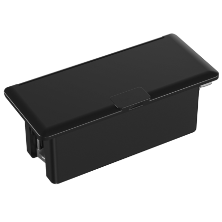 Donel Настольный встраиваемый розеточный блок с откидной крышкой 6 мод. (3 мод. 45х45), черный