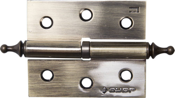 Петля дверная разъемная "ЭКСПЕРТ", 1 подшипник, цвет ст. латунь (AB), правая, с крепежом, 75х63х2,5мм,2шт ЗУБР