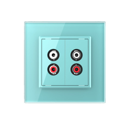 Розетка аудио RCA "2-ой тюльпан" двойная Зеленая Livolo