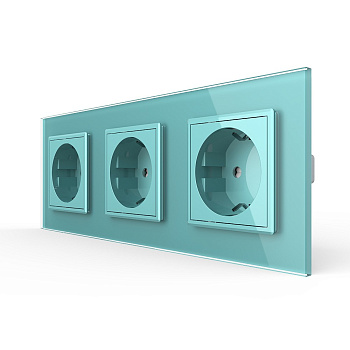 Розетка 3 модуля Зеленая Livolo
