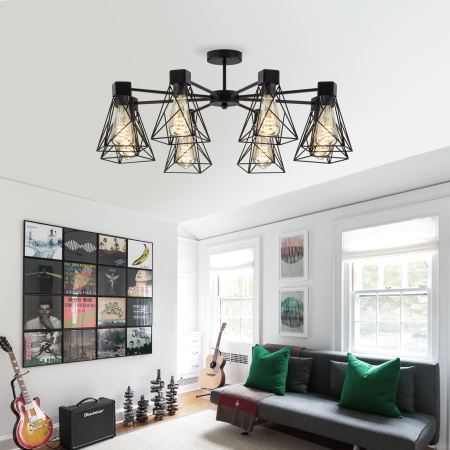 Потолочная люстра в стиле лофт 5*E27 60Вт черный IP20 Trappola (70107/5 черный) Eurosvet