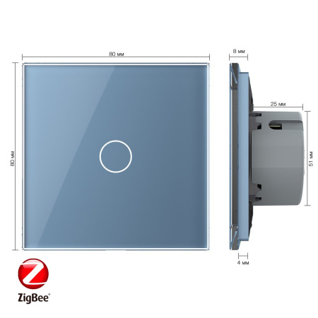 Сенсорный выключатель ZigBee (Wi-Fi) 1 клавиша 1 пост Синий Livolo