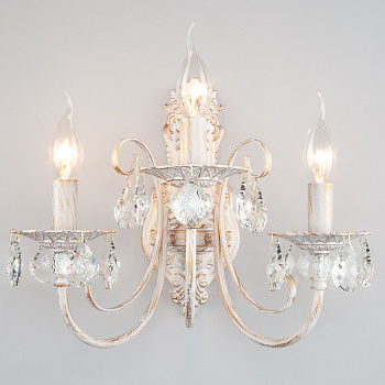 Бра с хрусталем 3*E14 60Вт белый с золотом IP20 Alda (3305/3 белый с золотом) Eurosvet