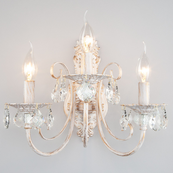 Бра с хрусталем 3*E14 60Вт белый с золотом IP20 Alda (3305/3 белый с золотом) Eurosvet