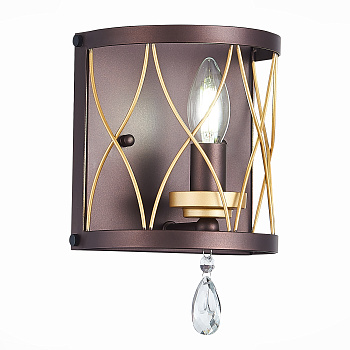 Бра Темный кофе, Золото/Темный кофе, Золото, Прозрачный E14 1*60Вт SL789.421.01 ST LUCE