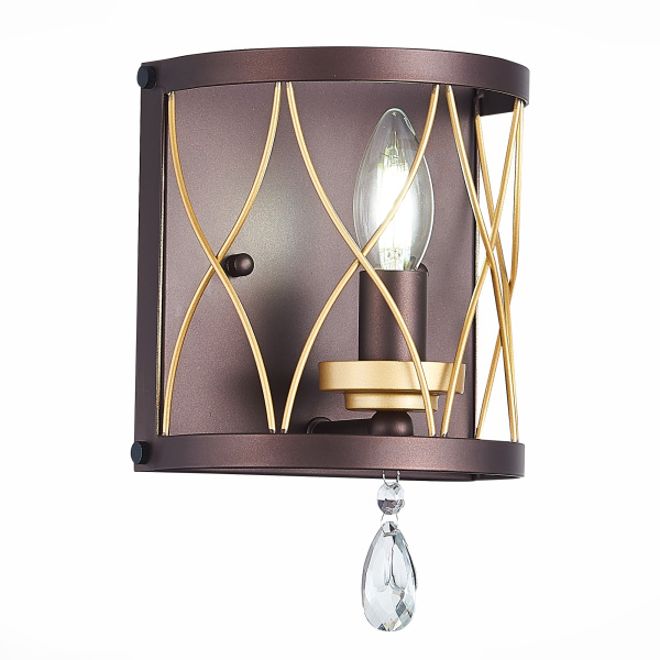 Бра Темный кофе, Золото/Темный кофе, Золото, Прозрачный E14 1*60Вт SL789.421.01 ST LUCE