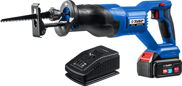 20В бесщеточная пила сабельная, 1 АКБ (4Ач), Профессионал. SPB-180-41 ЗУБР