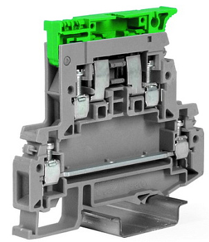 Держатель предохранителя. Двух-уровневый. 4 кв. мм. Серый. С диодным индикатором на 12-48 вольт (AC/DC). DKC