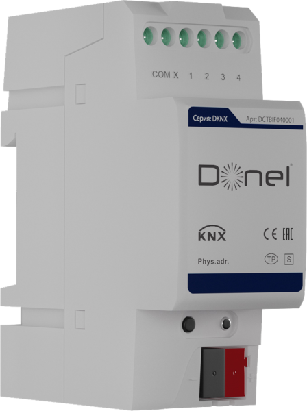 Donel KNX Универсальный интерфейс, 4 канала, монтаж на DIN-рейку Cерия DKNX