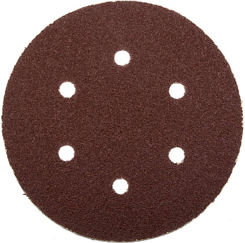Круг шлифовальный "Мастер" универсальный, из абразивной бумаги на велкро основе, 6 отверстий, Р40, 150мм, 5шт ЗУБР