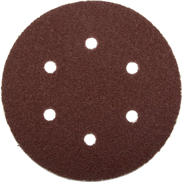 Круг шлифовальный "Мастер" универсальный, из абразивной бумаги на велкро основе, 6 отверстий, Р40, 150мм, 5шт ЗУБР