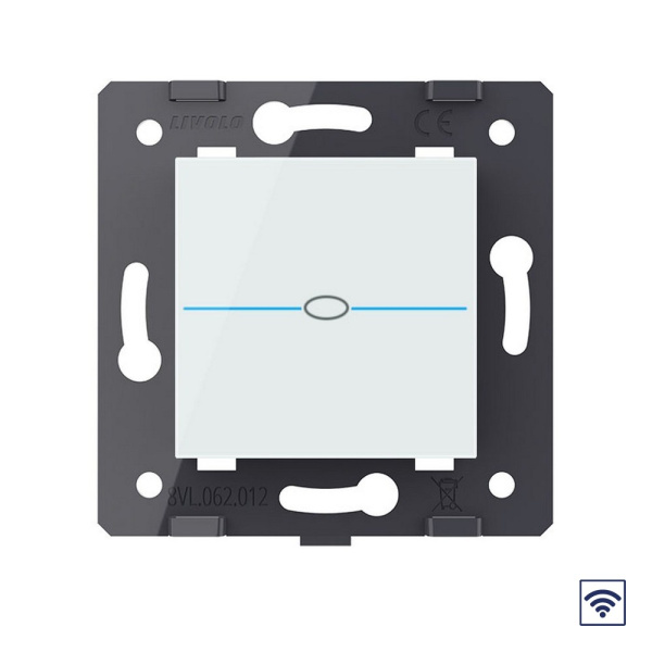 Одноклавишный сенсорный выключатель Quadro с функцией радиоуправления, цвет белый (механизм) Livolo