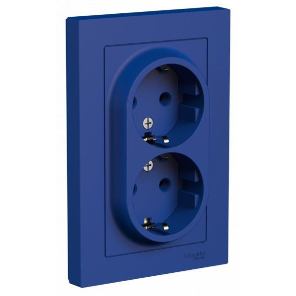 ATLASDESIGN Розетка двойная с заземлением 16А, аквамарин Schneider Electric