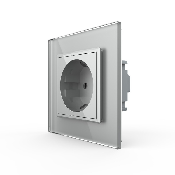 Розетка 1 модуль Серая Livolo