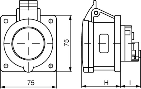 Розетка панельная IP44 16A 2P+E 230В DKC