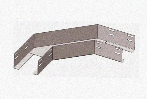 Лоток угловой замковый перфорированный КГЗ 100х60-90 УХЛ1 поворот на 90, оцинкованный лист, S1,0