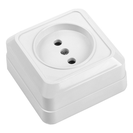 Розетка "Альфа" 2П открытой установки, IP20, 10А, 250В (керамика) белая General