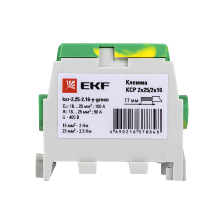 Клемма распределительная КСР с двойным винтом 2x25/2x16 желто-зеленая PROxima EKF