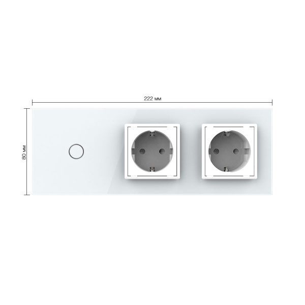 Сенсорный выключатель комбинированный на 1 линию 2 розетки 3 модуля Белый Livolo