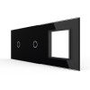 Панель тройная: 1 выключатель + 1 выключатель + 1 розетка Черная Livolo
