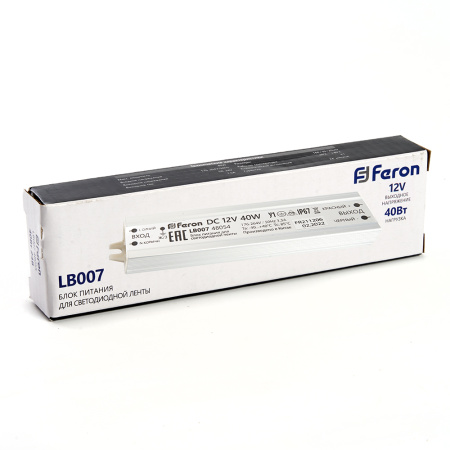 Блок питания для светодиодной ленты 40W 12V IP67 (драйвер), LB007 Feron