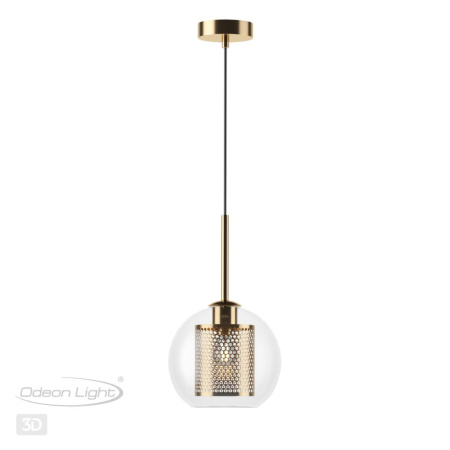 Подвес E27 1*40W CLOCKY античн.бронза/металл/прозрачный/стекло ODEON LIGHT