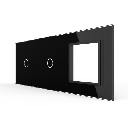 Панель тройная: 1 выключатель + 1 выключатель + 1 розетка Черная Livolo