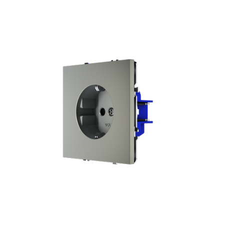 Розетка встраиваемая Voltum S70 с заземлением и защитными шторками, 16А, (сталь)
