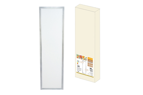 Ультратонкая светодиодная панель серии СВО 295 х1195, 36Вт, 4000К, хром, Народная (без драйвера)