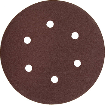 Круг шлифовальный "Мастер" универсальный, из абразивной бумаги на велкро основе, 6 отверстий, Р180, 150мм, 5шт ЗУБР