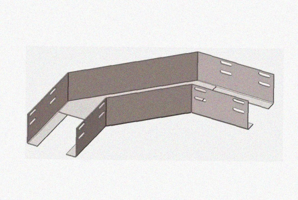 Лоток угловой замковый перфорированный КГЗ 200х100-90 УТ1,5 поворот на 90, оцинкованный лист S1,5