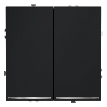 Выключатель встраиваемый Voltum S70 двухклавишный с подсветкой 10А, (графит)