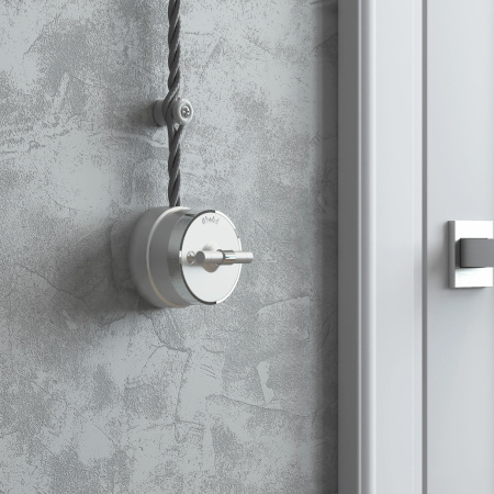 Переключатель одноклавишный (серебро матовый/хром) Vintage ОУ IP20 Werkel