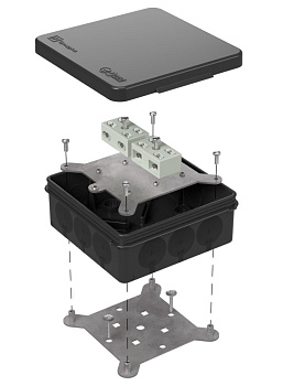 Коробка огнестойкая разветвительная для о/п двухкомпонентная 60-0303-9005-FR6.0-4-4-Р Е15-Е60 100х100х40 RAL9005 Промрукав (17 шт/уп)