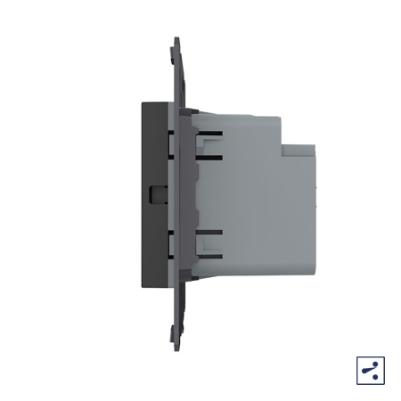 Двухклавишный проходной сенсорный выключатель Module, цвет черный (механизм) Livolo