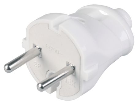 Вилка разборная прямая ВПп20-01-Ст без заземляющего контакта 6А белая IEK