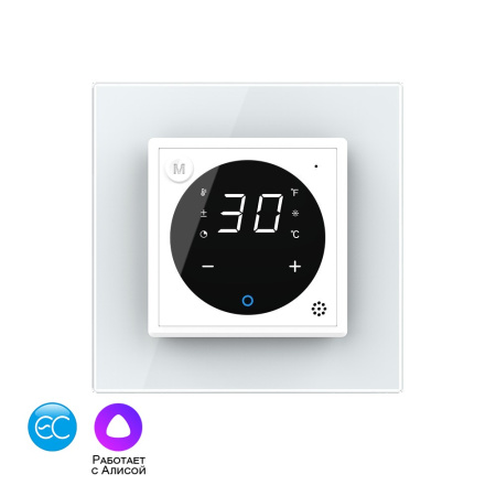 Умный терморегулятор пола EC 16А, сенсорное управление, датчик воздуха, датчик пола 5 метров, 1 пост, цвет белый Livolo