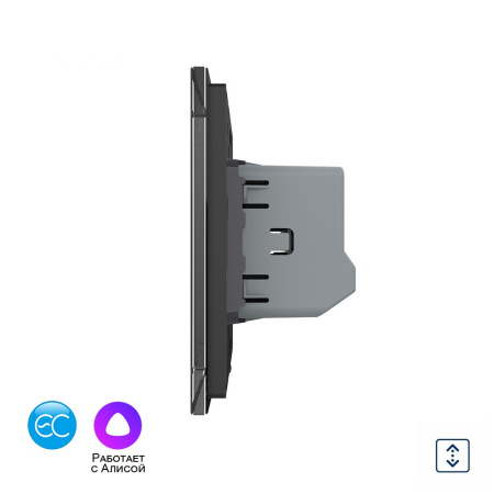 Сенсорный выключатель для штор EC сухой контакт, 1 пост, цвет черный Livolo