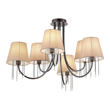 Люстра потолочная Черный хром/Бежевый E14 6*40Вт SLE1118-802-06 EVOLUCE