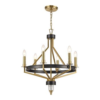 Люстра подвесная Латунь, Черный, Прозрачный E14 6*40Вт WE246.06.503 WERTMARK