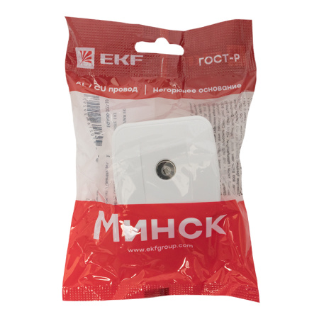 Минск Розетка TV 1-местная ОП 75Ом 5-862МГц белая Basic EKF