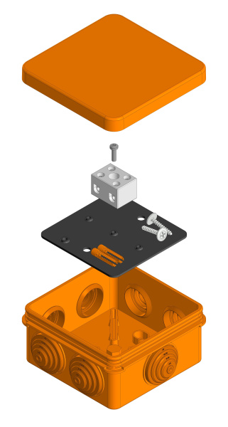 Коробка огнестойкая для о/п 40-0210-FR6.0-2 Е15-Е60 (латунь) 80х80х40 Промрукав (24 шт/уп)